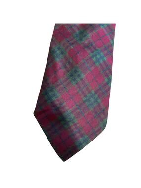 Vintage Carson Pirie Scott Purple / Pink & Teal Plaid 100% Italian Silk Necktie